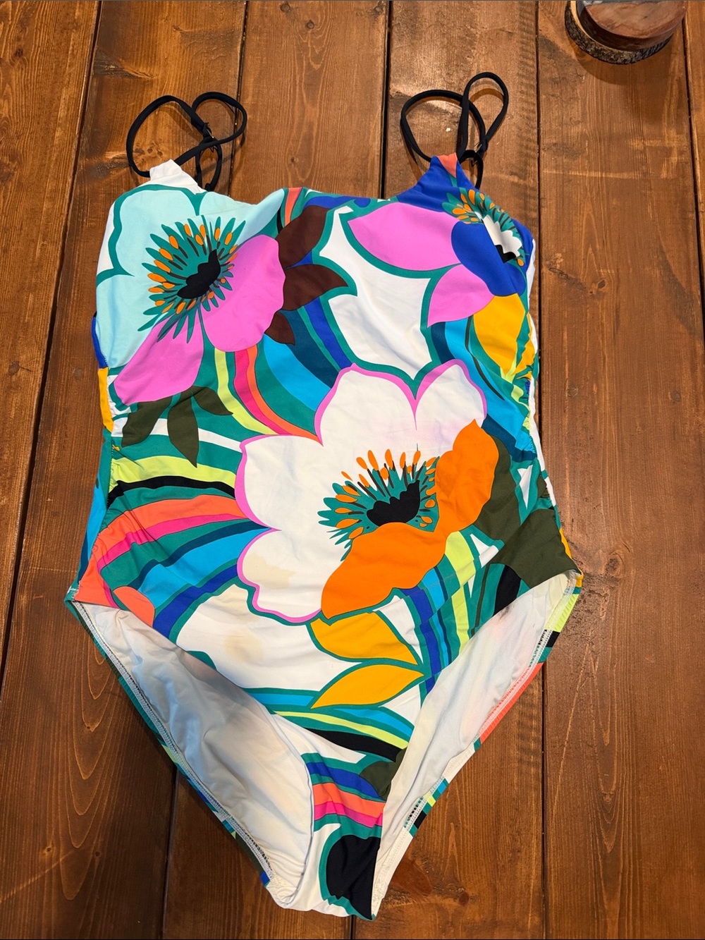 La Blanca Floral One-Piece Swimsuit in White, Pink, Orange, Blue & Green
